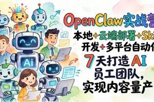 （17673期）OpenClaw实战营-更新：本地+云端部署+Skill开发+多平台自动化，7天打造AI员工团队+实现内容量产