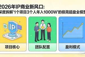 （17661期）2026年IP商业新风口：深度拆解“1个项目3个人年入1000W”的极简超盘全模型