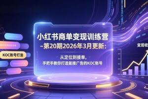 （17590期）小红书商单变现训练营-第20期26年3月更新：从定位到接单，手把手教你打造能接广告的KOC账号