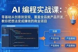 （18393期）AI编程实战课-第三期-5月9更新：零基础从创意到变现，覆盖全品类产品开发，把想法变成赚钱项目