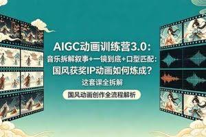 （18244期）AIGC动画训练营3.0：音乐拆解叙事+一镜到底+口型匹配：国风获奖IP动画如何炼成？这套课全拆解