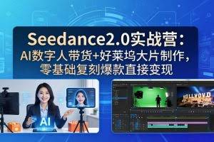 （18238期）Seedance2.0实战营：AI数字人带货+好莱坞大片制作，零基础复刻爆款直接变现