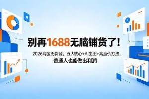 （18236期）别再1688无脑铺货了！2026淘宝无货源，五大核心+AI生图+高溢价打法，普通人也能做出利润
