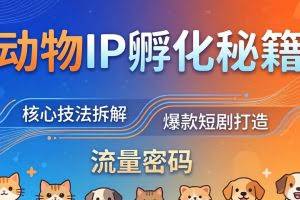 （18207期）动物IP孵化全套秘籍，三大核心技法拆解，打造爆款萌宠短剧，轻松拿捏赛道流量密码