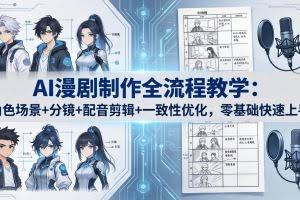 （18090期）AI漫剧制作全流程教学：角色场景+分镜+配音剪辑+一致性优化，零基础快速上手