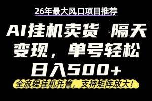 （17933期）26年最新AI挂机卖货，隔天出收益，单账号轻松日入500+
