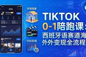 （17908期）TIKTOK 0-1 陪跑课：从环境搭建到刷对标剪辑，西班牙语赛道海外变现全流程