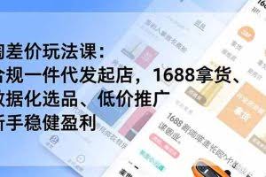 (18948期)淘差价玩法课:合规一件代发起店,1688拿货、数据化选品、低价推广,新手稳健盈利(更新6月)
